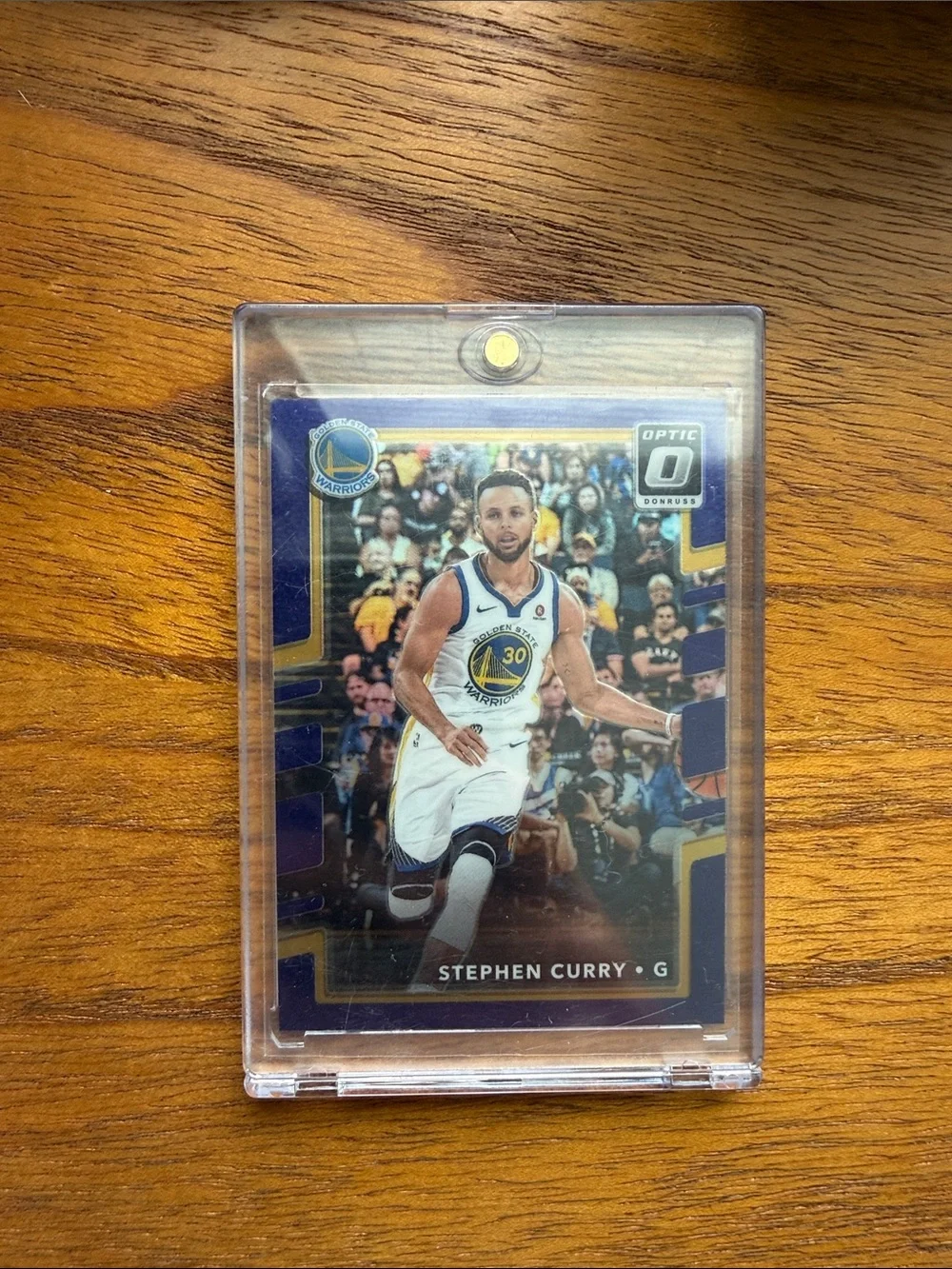 Stephen Curry purple optic Card in Clear Protective Case - White/Blue